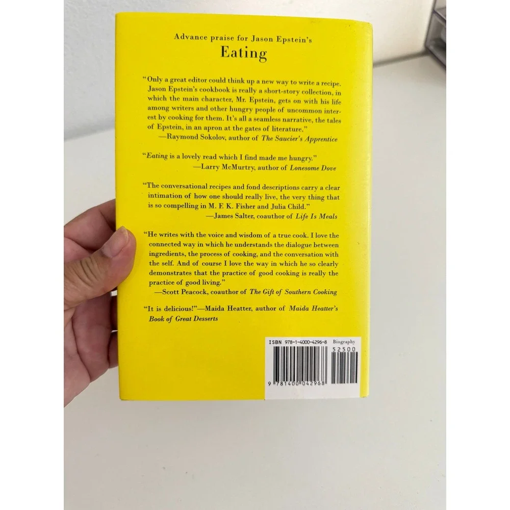 Eating A Memoir Jason Epstein Hardcover Book 2009 Alfred A Knopf 9781400042968